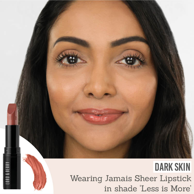 Lord & Berry Jamais Sheer Lipstick in Less is More on dark skin