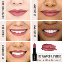 Lord & Berry ABSOLUTE Lipstick in shade 'Rosewood' on different skin tones