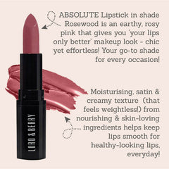 Lord & Berry ABSOLUTE Lipstick in shade 'Rosewood' features