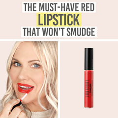 Katie using Lord & Berry Timeless Kissproof Lipstick in Bold Red