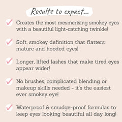 Love Katie Smokey Eye Bundle Results to Expect - creates mesmerising smokey eyes with soft definition, longer lifted lashes, no brushes needed!