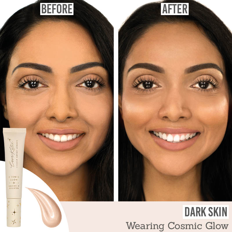 Love Katie Cosmic Glow Radiance Booster before and after results on dark skin