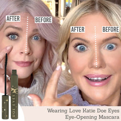 Love Katie Doe Eyes Eye-Opening Mascara before and after results on Katie and Katie