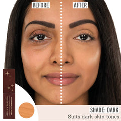 Love Katie Rested and Youthful Under-Eye Perfector before and after results on dark skin