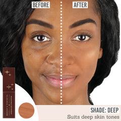 Love Katie Rested and Youthful Under-Eye Perfector before and after results on deep skin