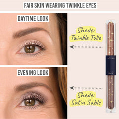 Love Katie Twinkle Eyes Cream Eyeshadow daytime and evening results on fair skin