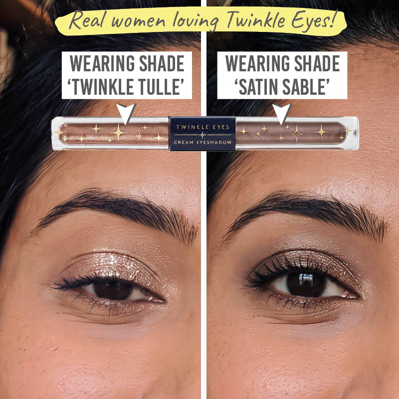Love Katie Twinkle Eyes Cream Eyeshadow real women daytime and evening look results 