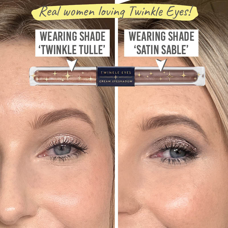 Love Katie Twinkle Eyes Cream Eyeshadow real women daytime and evening look results 