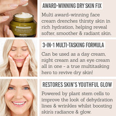Mazillo Replenishing Moisturiser - Key Benefits - Award-winning dry skin fix, 3-in-1 multi-tasking formula, restores skin's youthful glow