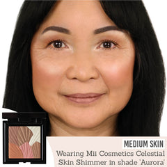 Mii Cosmetics Celestial Skin Shimmer in Aurora on medium skin