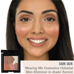 Mii Cosmetics Celestial Skin Shimmer in Aurora on dark skin