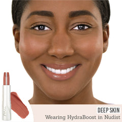 Mii Hydraboost Lip Lover Lipstick in shade 'Nudist' on deep skin