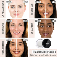 Mii Cosmetics Illusionist Translucent Setting Powder on different skin tones