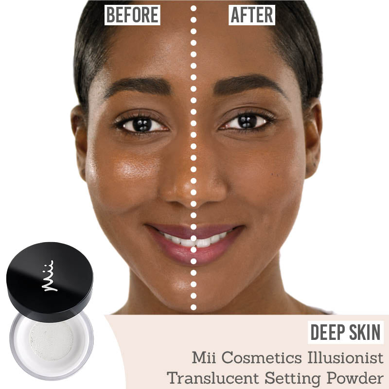 Mii Cosmetics Illusionist Translucent Setting Powder on deep skin