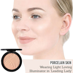 Mii Cosmetics Light Loving Illuminator in Leading Lady on porcelain skin