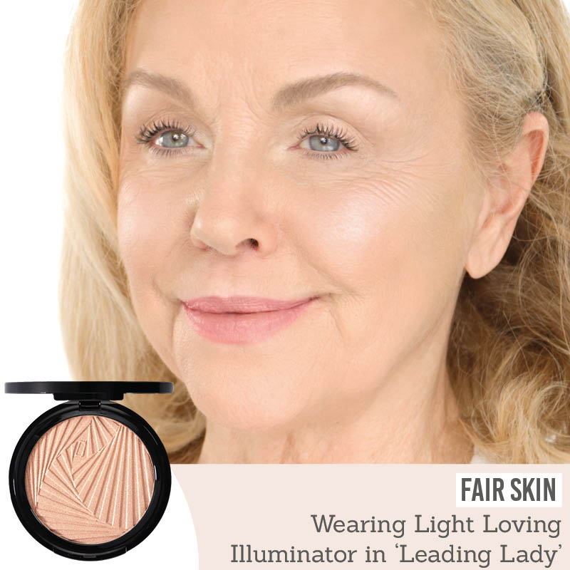 Mii Cosmetics Light Loving Illuminator in Leading Lady on fair skin