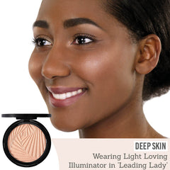 Mii Cosmetics Light Loving Illuminator in Leading Lady on deep skin