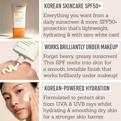 Ondo Beauty 36.5 Ceramides & Cica Protective Sun Cream SPF50+ - Korean skincare SPF50+, works brilliantly under makeup, Korean-powered hydration