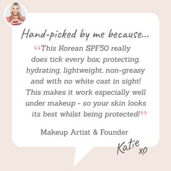 Ondo Beauty 36.5 Ceramides & Cica Protective Sun Cream SPF50+ hand-picked by Katie as the perfect SPF50 to protect, hydrate & smooth with no white cast
