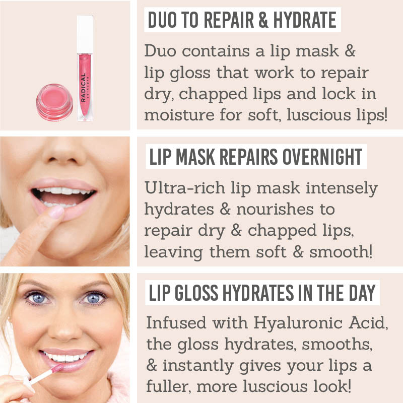 Radical Skincare Lip Recovery Mask & Lip Luster Gloss Duo | Lip Care ...