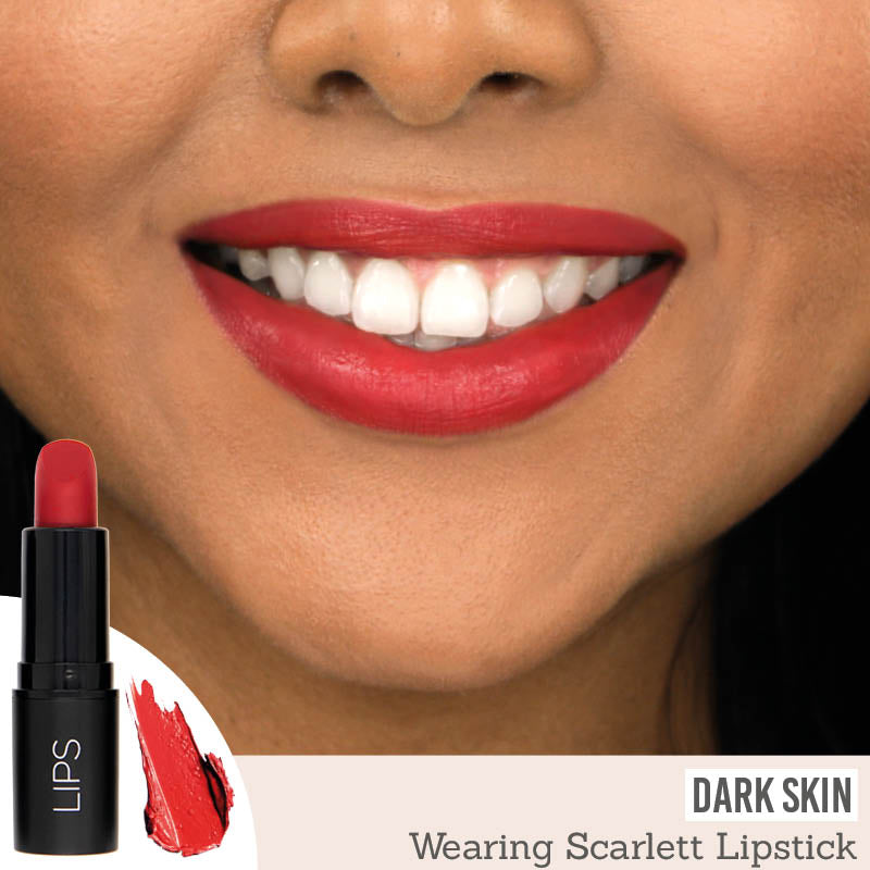 Rageism Beauty Matte Lipstick in Scarlett on dark skin