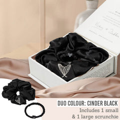 ROKNDOL The Ultimate Duo Silk Scrunchies in Cinder Black