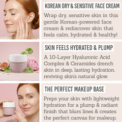 Rola Skin Delicate Face Cream Key Benefits - Korean dry & sensitive face cream, skin feels hydrated & plump, the perfect makeup base