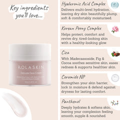 Rola Skin Delicate Face Cream - Key Ingredient - Hyaluronic acid complex, Korean peony complex, cica, ceramide np, panthenol