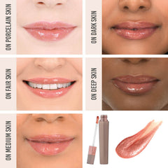 Rosegold Paris GOLDLIPS Plumping Lip Gloss on different skin tones