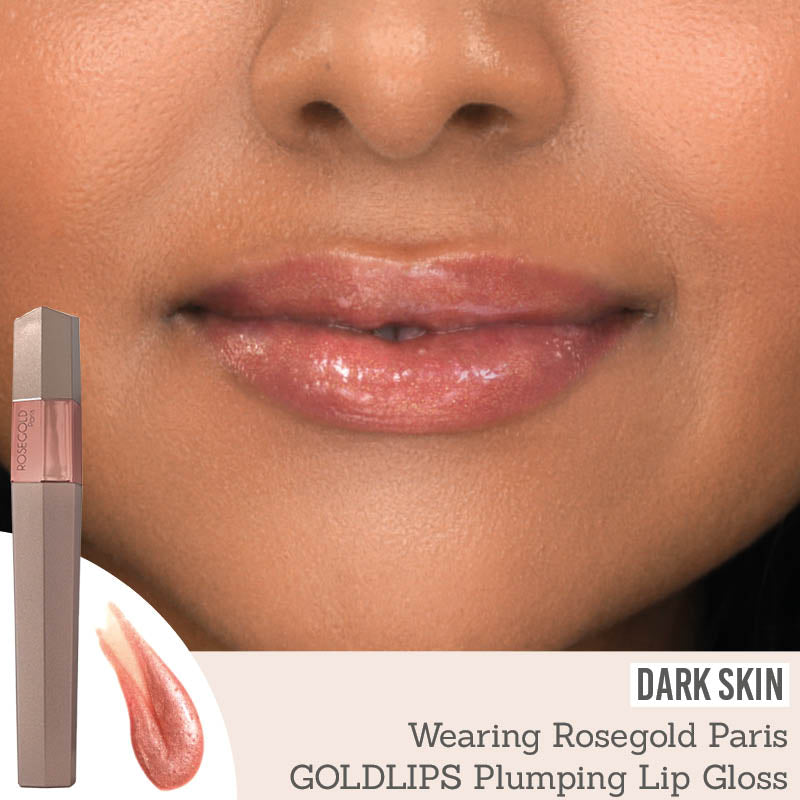 Rosegold Paris GOLDLIPS Plumping Lip Gloss on dark skin