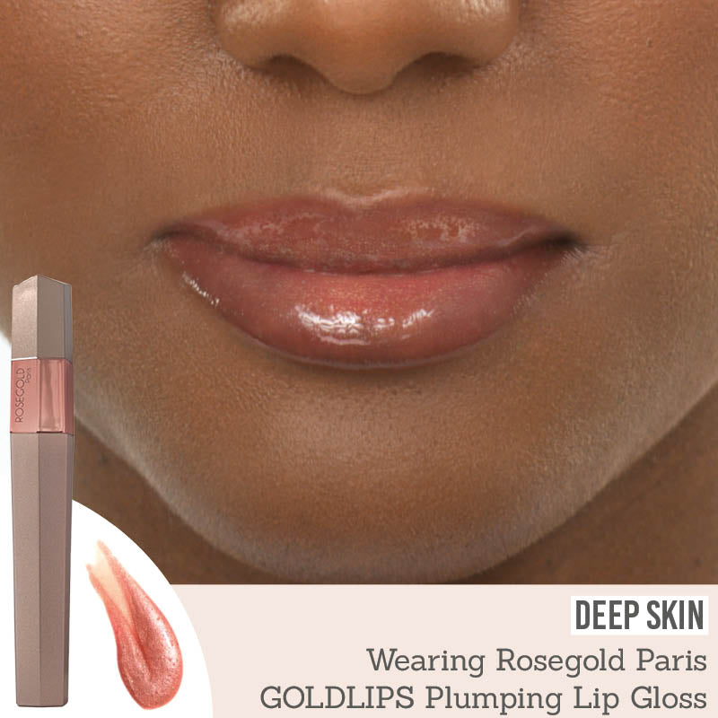 Rosegold Paris GOLDLIPS Plumping Lip Gloss on deep skin