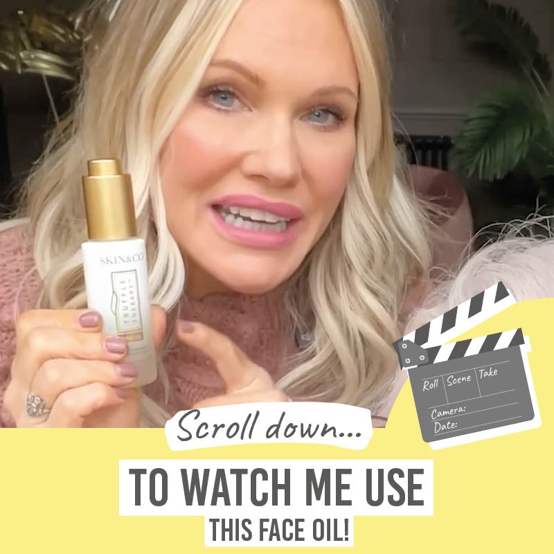 Scroll down to watch me use this Skin and Co Truffle Therapy Super Dewying Face Oil