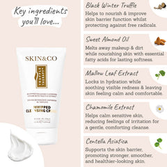 Skin & Co Truffle Therapy Whipped Cleansing Cream Key ingredients - Black winter truffle, sweet almond, mallow leaf, chamomile, centella asiatica