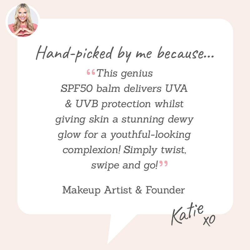 SOSU Bahama Skin Glow Sun Stick SPF50 - hand-picked by Katie for its easy, on-the-go UVA + UVB protection & dewy finish! 