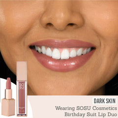 SOSU Birthday Suit Lip Duo on dark skin