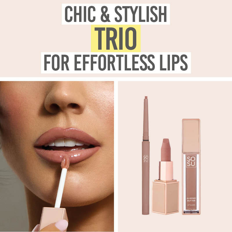 SOSU Natural Nude Lip Trio - Beauty and the Boutique - Chic & stylish trio for effortless lips