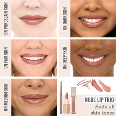 SOSU Natural Nude Lip Trio on different skin tones