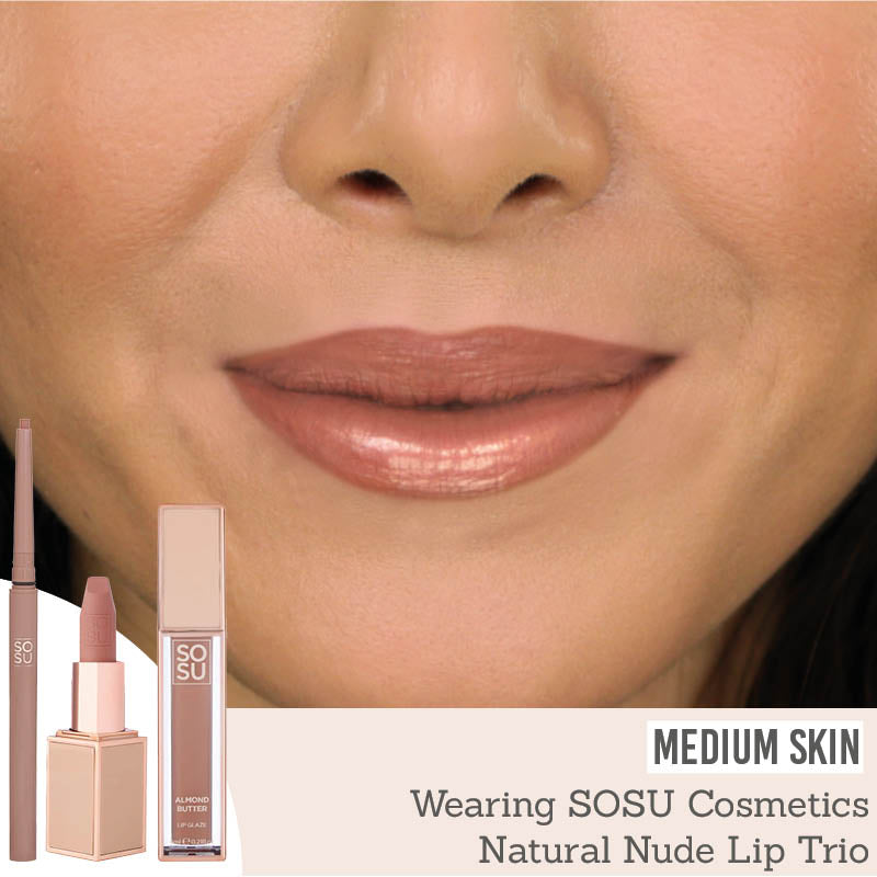 SOSU Natural Nude Lip Trio on medium skin