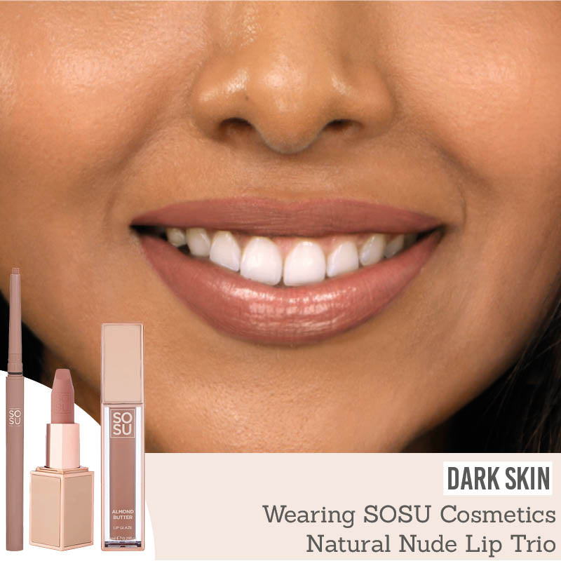 SOSU Natural Nude Lip Trio on dark skin