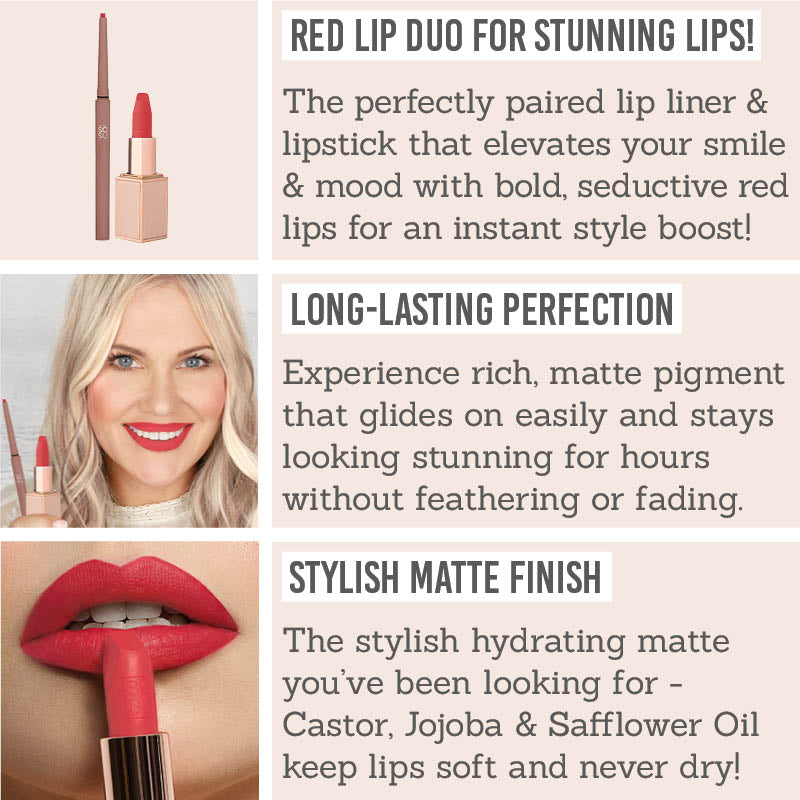 SOSU Perfect Red Lip Duo Key Benefits - Red lip duo for stunning lips, long-lasting perfection, stylish matte finish