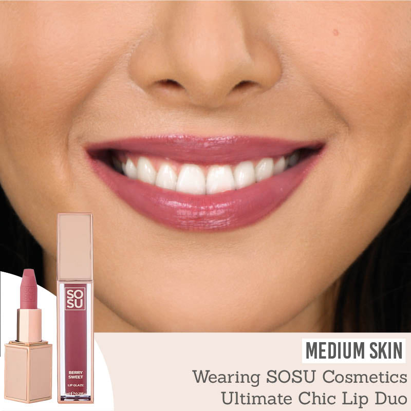 SOSU Ultimate Chic Lip Duo on medium skin