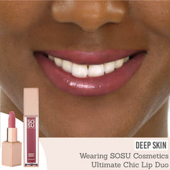 SOSU Ultimate Chic Lip Duo on deep skin