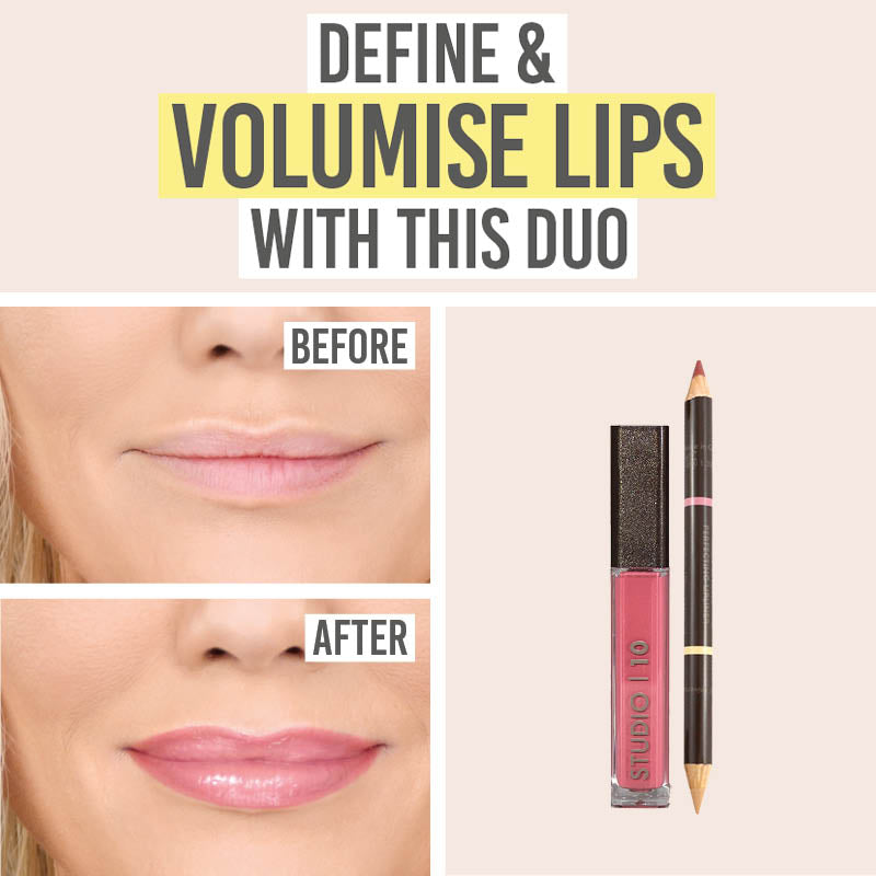 Studio 10 Lip Liner & Plumping Lip Gloss before & after results on Katie
