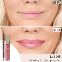 Studio 10 Lip Liner and Plumping Lip Gloss before and after results on fair skin