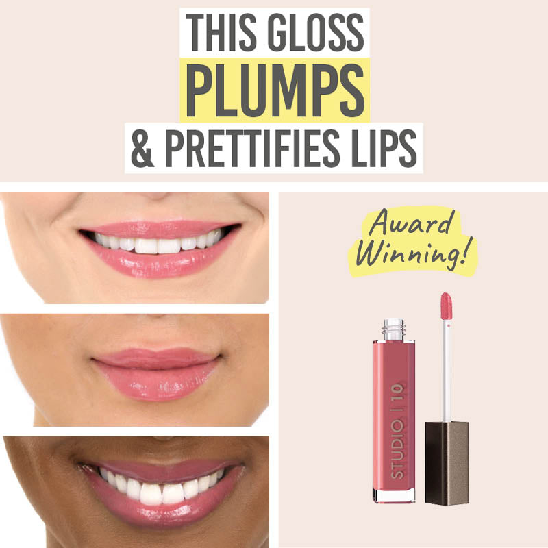 Studio 10 Plumping Lip Gloss in Rose before and after results