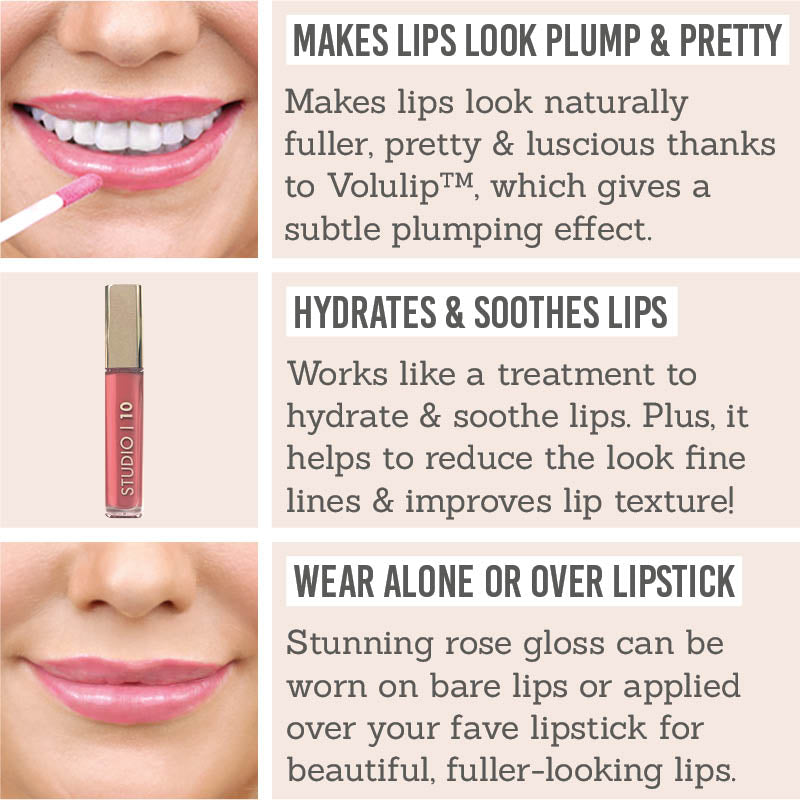 Benefits of Studio 10 Plumping Lip Gloss in Rose