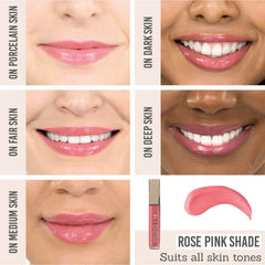 Studio 10 Plumping Lip Gloss in Rose results on different skin tones