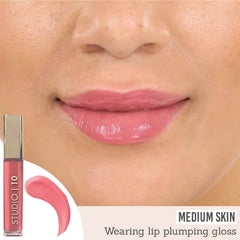 Studio 10 Plumping Lip Gloss in Rose results on medium skin