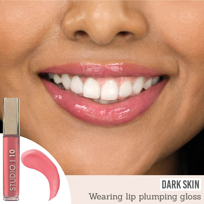 Studio 10 Plumping Lip Gloss in Rose results on dark skin