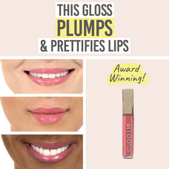 Studio 10 Plumping Lip Gloss in Rose before and after results